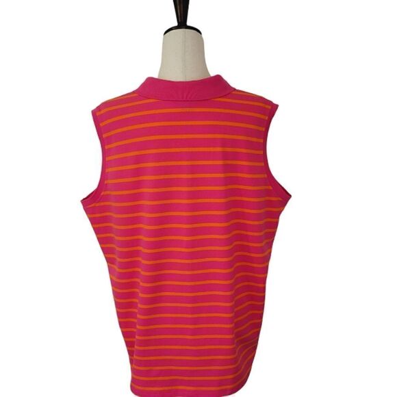 Tommy Hilfiger Pink Striped  Sleeveless Zip Polo Shirt Size 1X NWOT - Picture 3 of 7